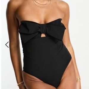 Size 8: & Other Stories Bow Open Back One-Piece Swimsuit in Black, NWT